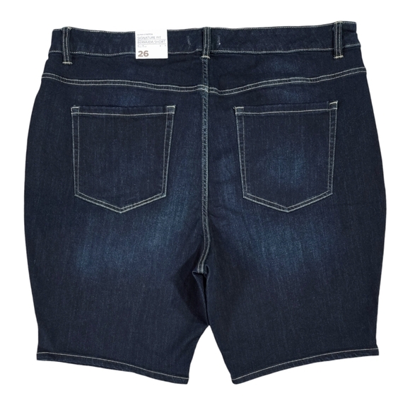 Lane Bryant NWT Signature Fit Dark Wash Mid Rise Bermuda Jean Shorts Denim - Picture 3 of 7